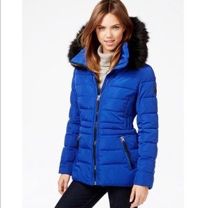 Calvin Klein Puffer Coat w/ faux fur trim